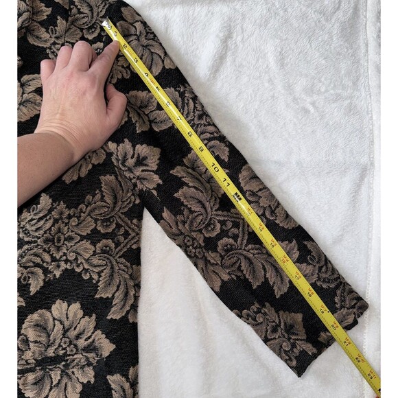 Vtg Denim & Co Tapestry Blazer Jacket Large Floral Damask Boho Dark Academia - Picture 13 of 16